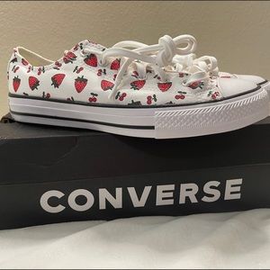 Converse womens juniors Chuck Taylor white strawberry and cherry shoes